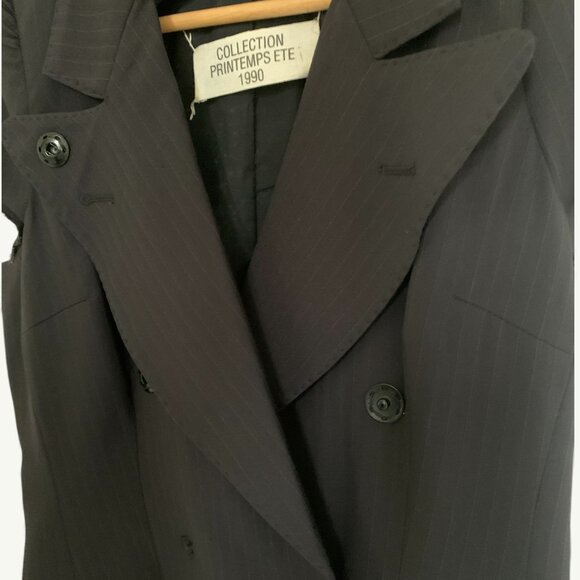 Maison Margiela 1990 Printemps Ete Navy pinstripe wool sleeveless jacket - Picture 4 of 6